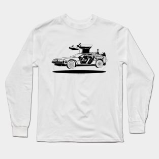 Delorean Black and White Long Sleeve T-Shirt